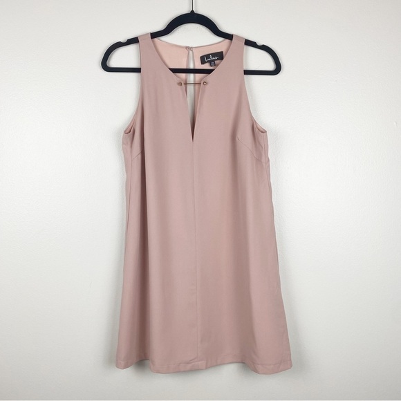 Lulu's Near or Bar Sleeveless Deep V-Neck Shift Mini Dress Pink Mauve Size XS - Picture 3 of 8
